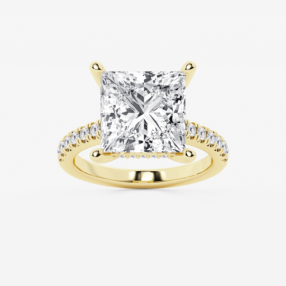 7 2/5 ctw Princess Lab Grown Diamond Hidden Halo Engagement Ring
