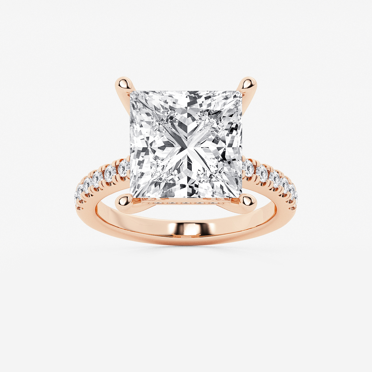 8 2/5 ctw Princess Lab Grown Diamond Hidden Halo Engagement Ring