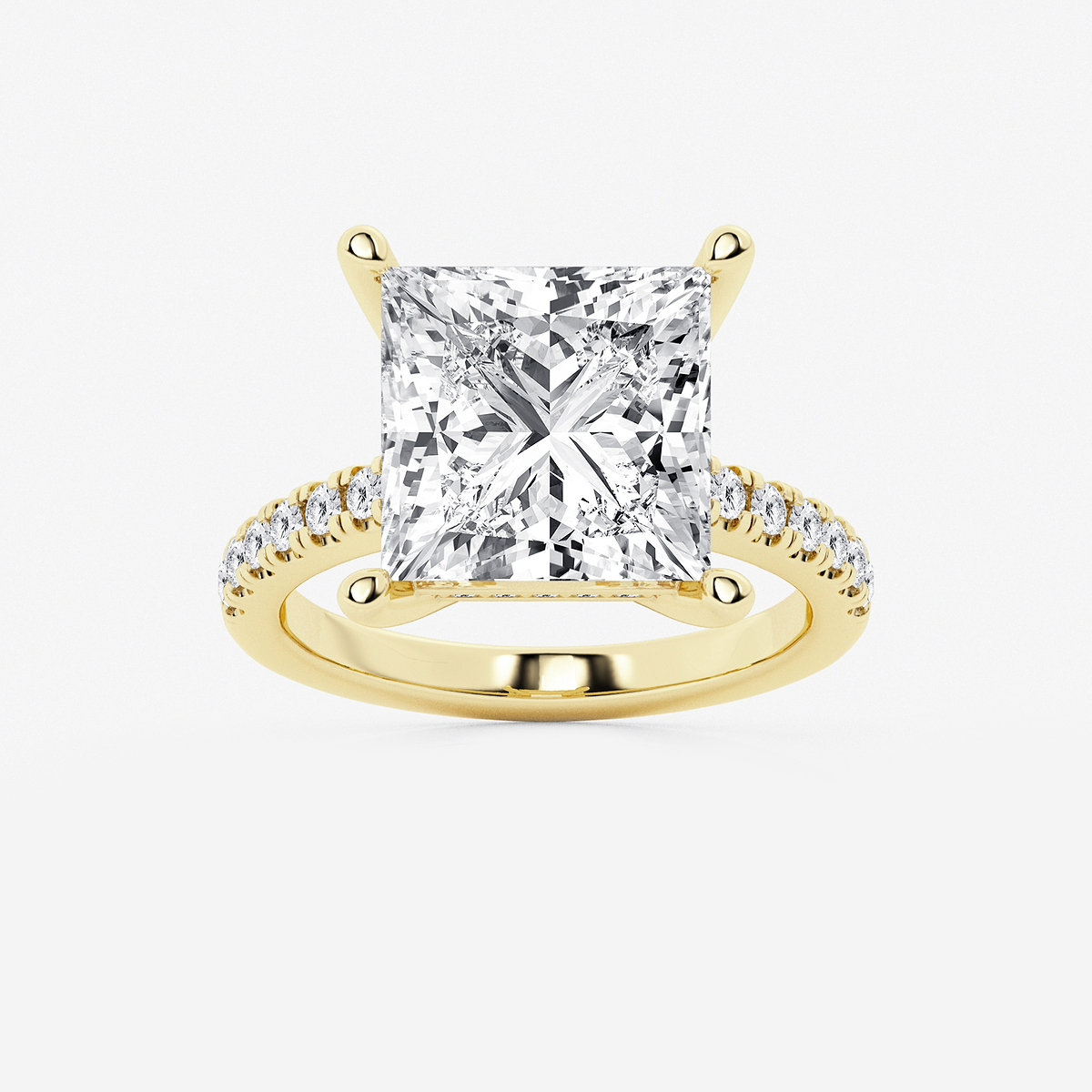 8 2/5 ctw Princess Lab Grown Diamond Hidden Halo Engagement Ring