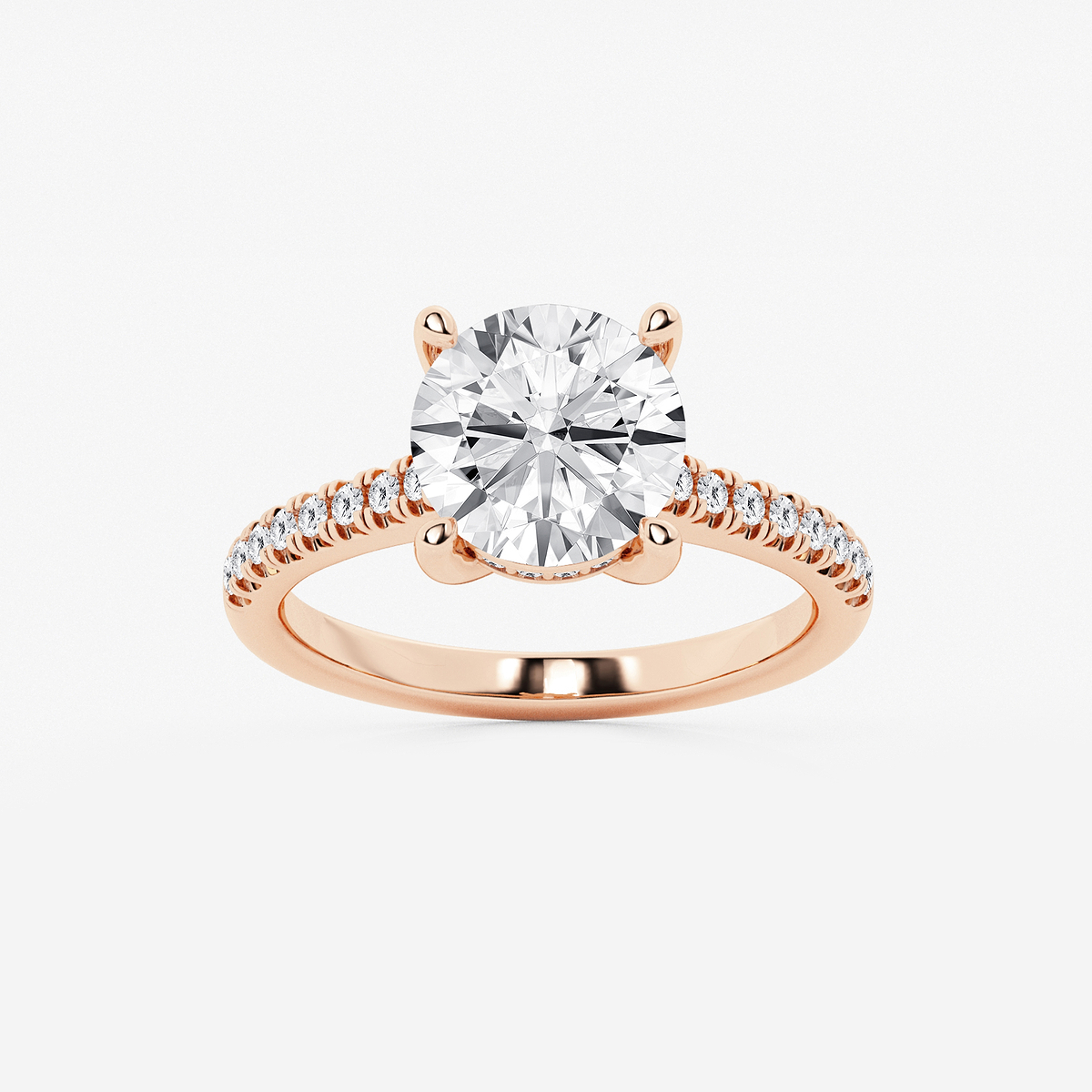2 3/4 ctw Round Lab Grown Diamond Hidden Halo Engagement Ring