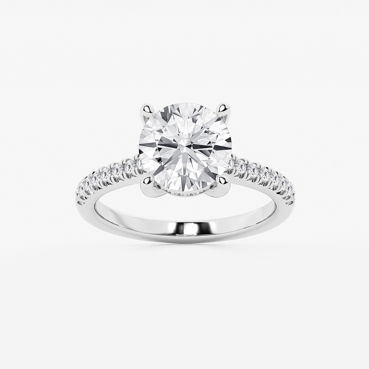 2 3/4 ctw Round Lab Grown Diamond Hidden Halo Engagement Ring