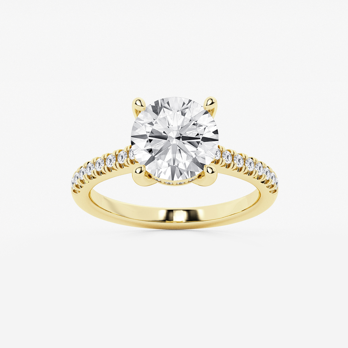 2 3/4 ctw Round Lab Grown Diamond Hidden Halo Engagement Ring