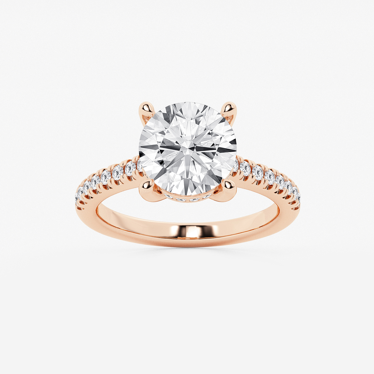 3 1/3 ctw Round Lab Grown Diamond Hidden Halo Engagement Ring