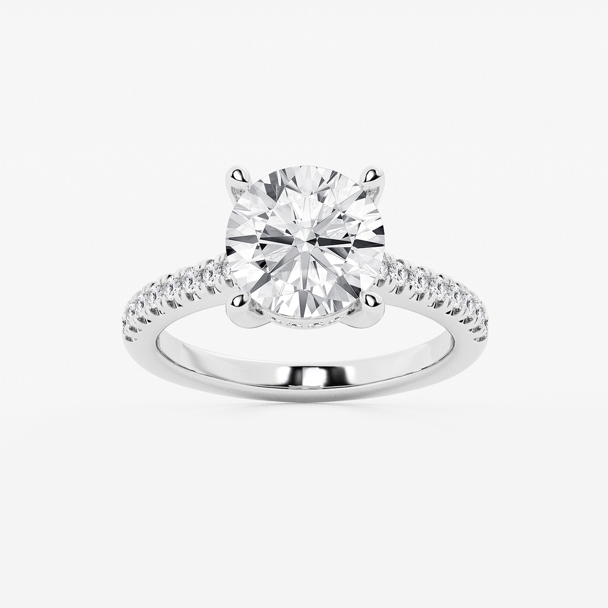 3 1/3 ctw Round Lab Grown Diamond Hidden Halo Engagement Ring