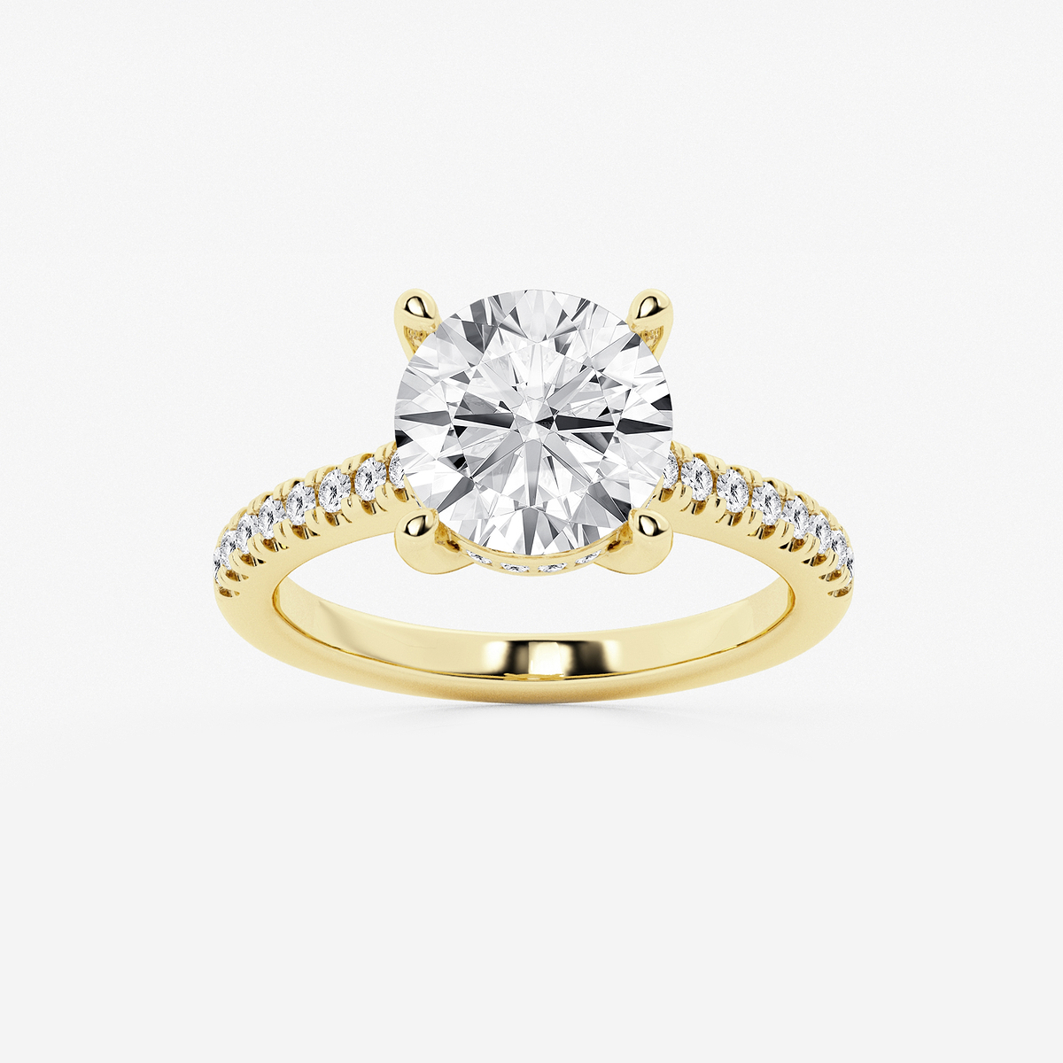 3 1/3 ctw Round Lab Grown Diamond Hidden Halo Engagement Ring