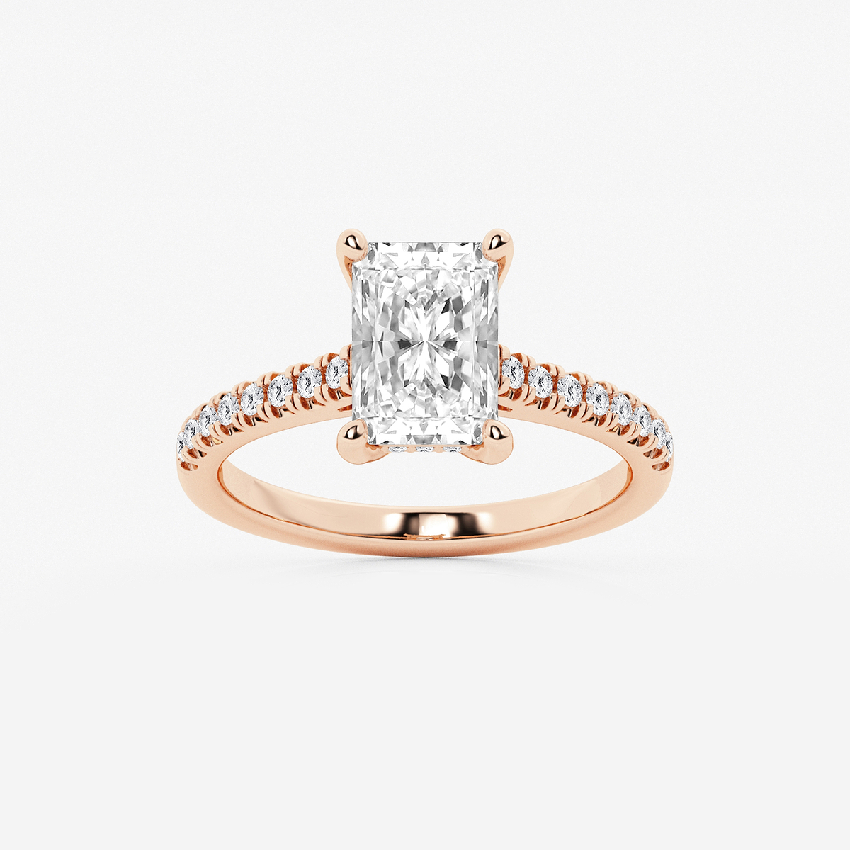2 1/4 ctw Radiant Lab Grown Diamond Hidden Halo Engagement Ring