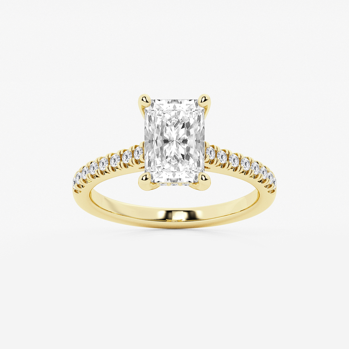 2 1/4 ctw Radiant Lab Grown Diamond Hidden Halo Engagement Ring