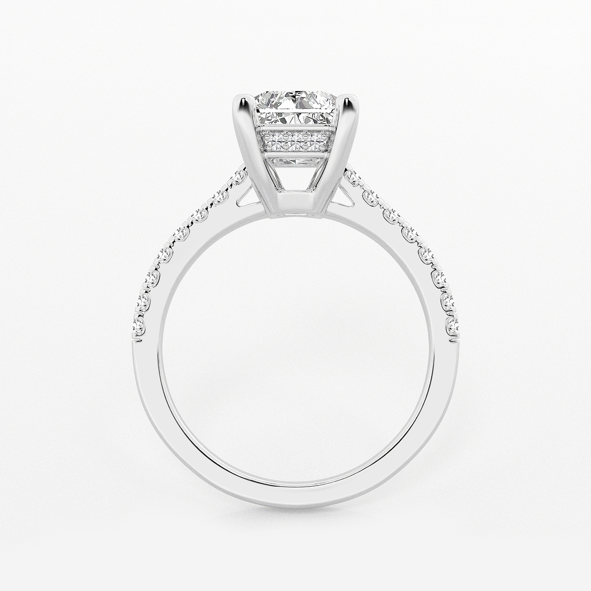 Additional Image 1 for  2 3/4 ctw Radiant Lab Grown Diamond Hidden Halo Engagement Ring