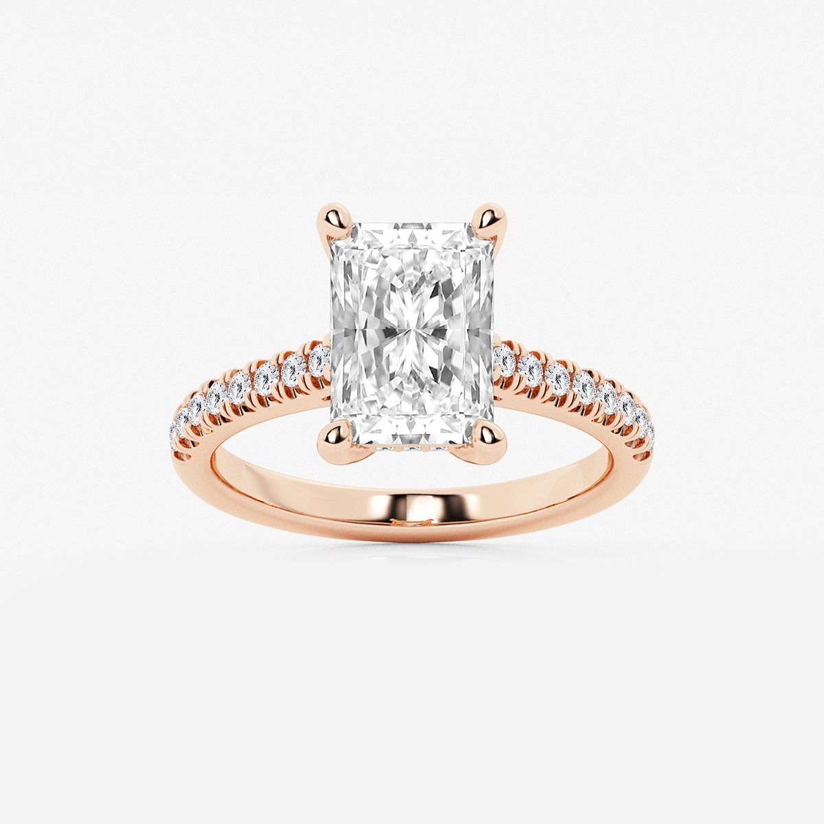 3 1/3 ctw Radiant Lab Grown Diamond Hidden Halo Engagement Ring