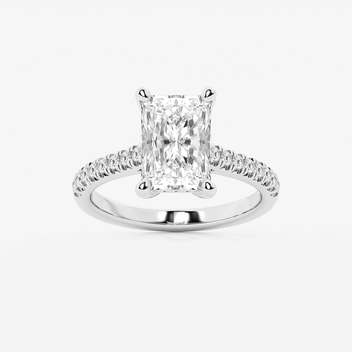 3 1/3 ctw Radiant Lab Grown Diamond Hidden Halo Engagement Ring