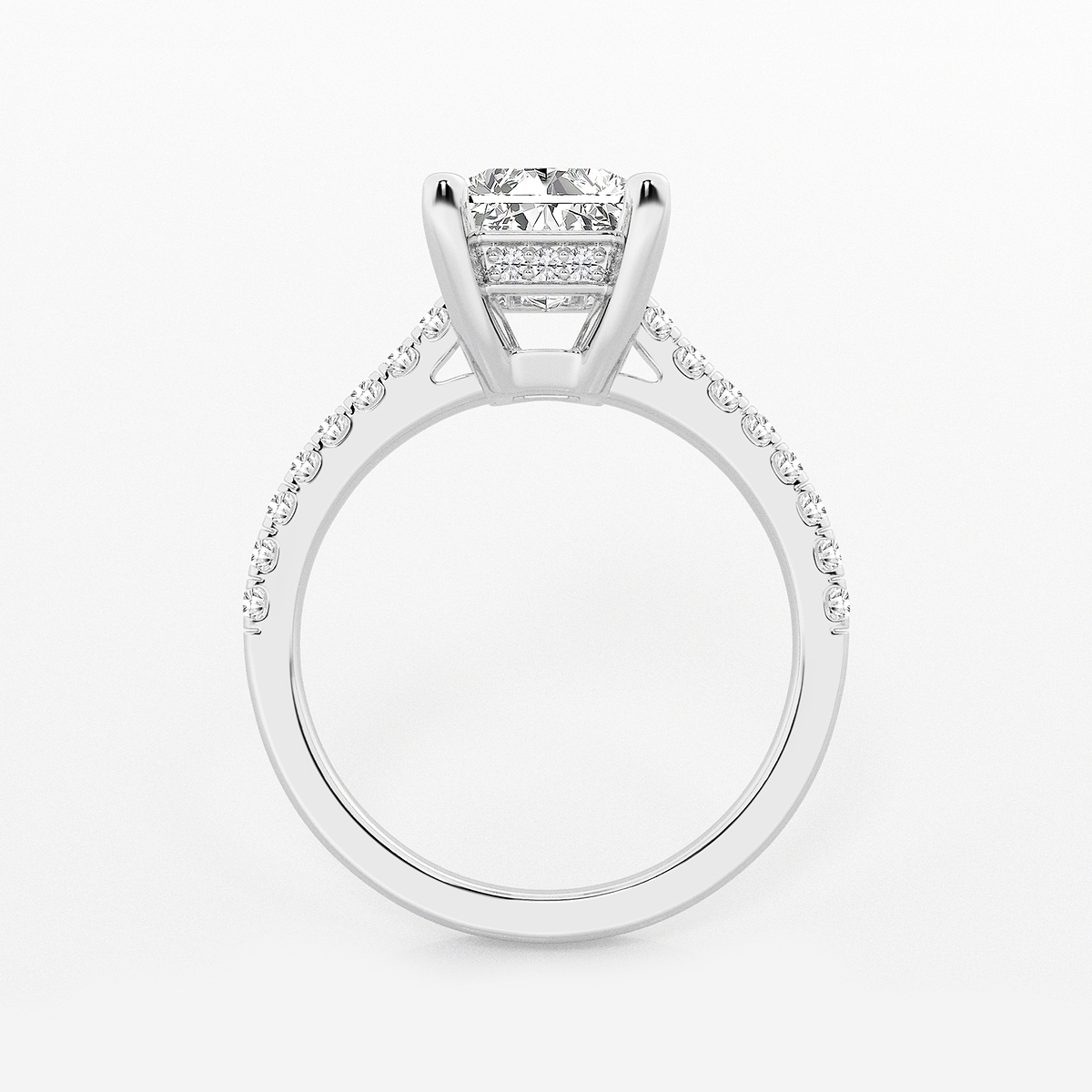 3 1/3 ctw Radiant Lab Grown Diamond Hidden Halo Engagement Ring