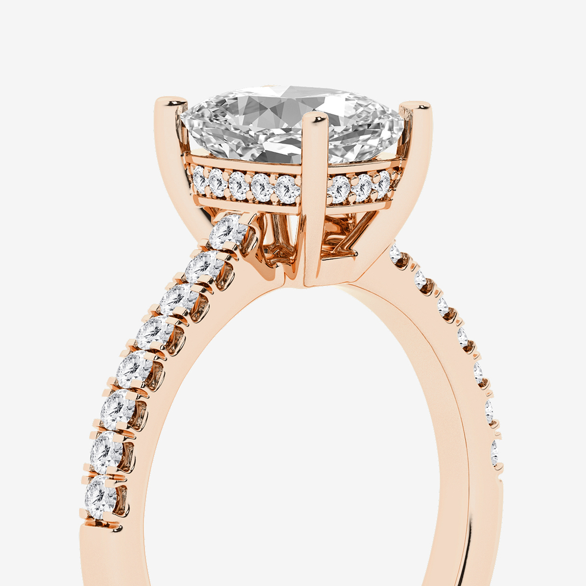 Additional Image 2 for  2 1/4 ctw Elongated Cushion Lab Grown Diamond Hidden Halo Engagement Ring