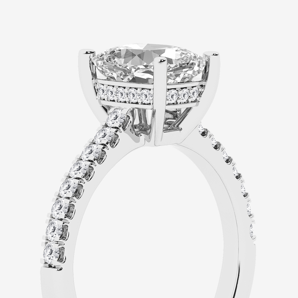 Additional Image 2 for  2 1/4 ctw Elongated Cushion Lab Grown Diamond Hidden Halo Engagement Ring