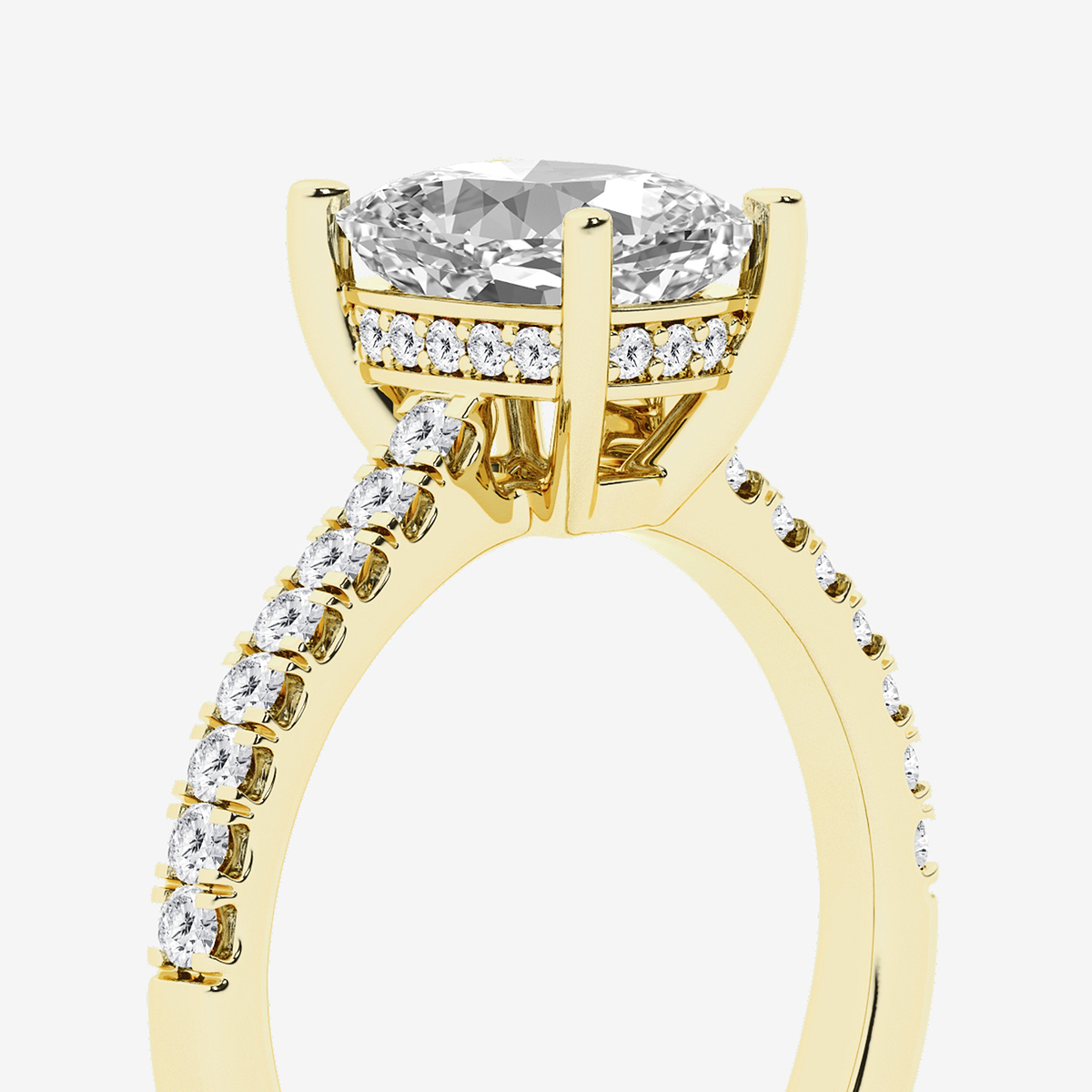 Additional Image 2 for  2 1/4 ctw Elongated Cushion Lab Grown Diamond Hidden Halo Engagement Ring