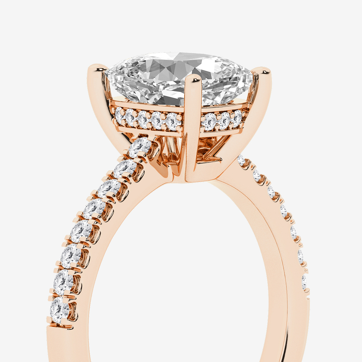Additional Image 2 for  2 3/4 ctw Elongated Cushion Lab Grown Diamond Hidden Halo Engagement Ring