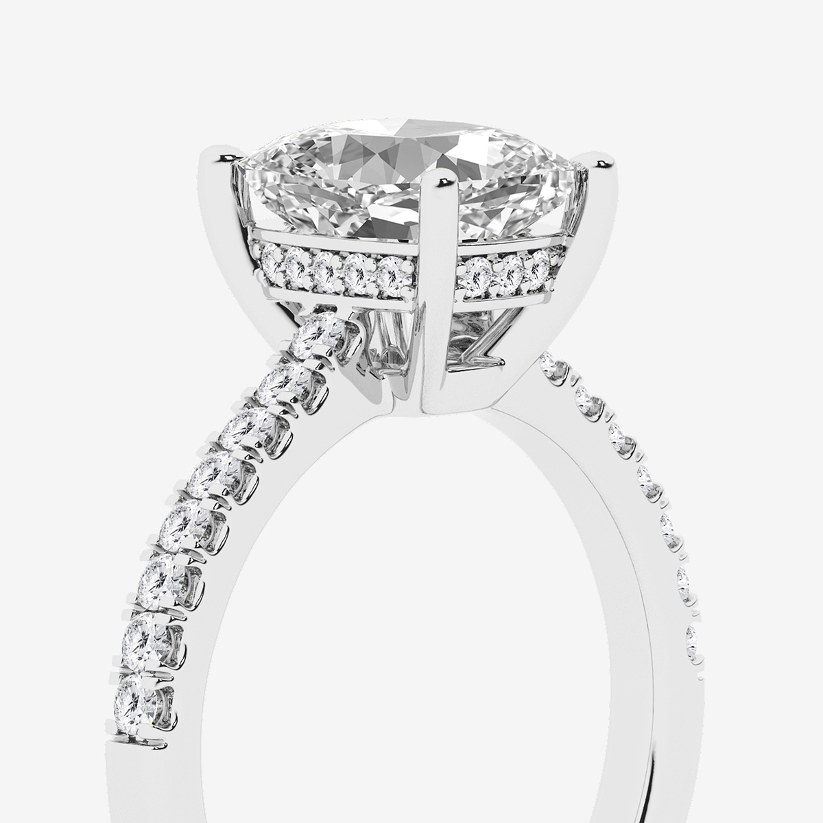 Additional Image 2 for  2 3/4 ctw Elongated Cushion Lab Grown Diamond Hidden Halo Engagement Ring