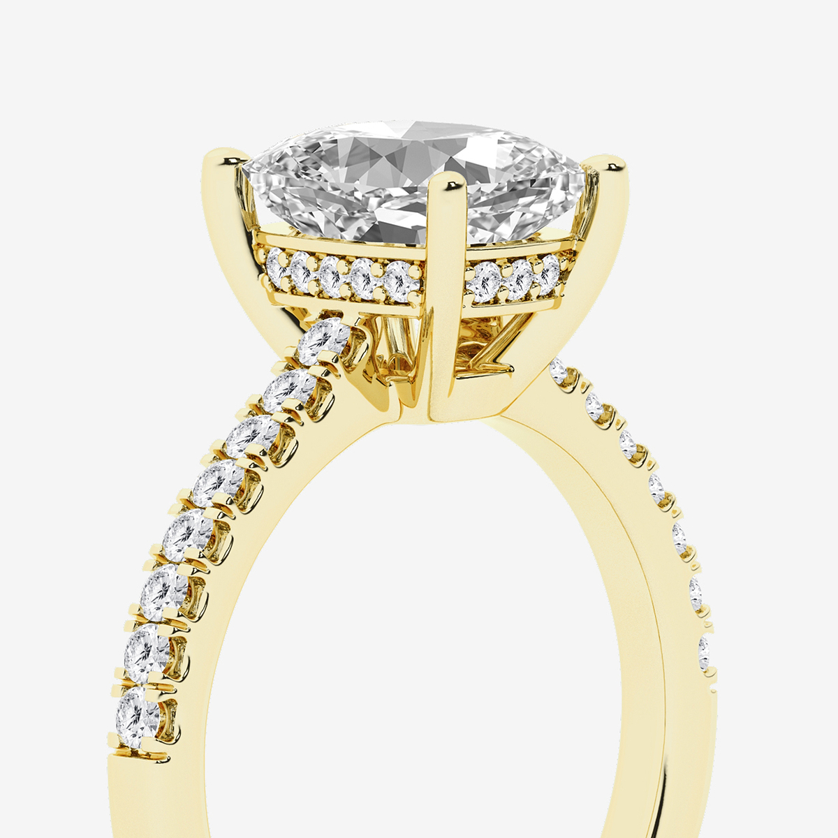 Additional Image 2 for  2 3/4 ctw Elongated Cushion Lab Grown Diamond Hidden Halo Engagement Ring