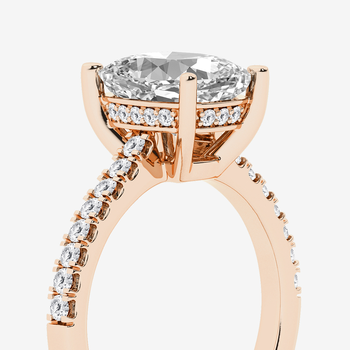 Additional Image 2 for  3 1/3 ctw Elongated Cushion Lab Grown Diamond Hidden Halo Engagement Ring