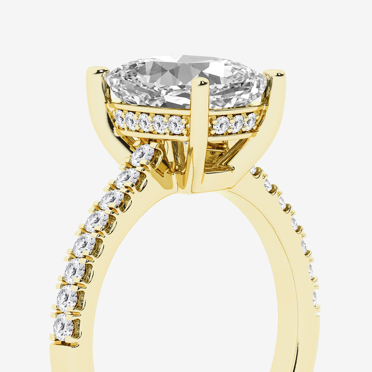 Additional Image 2 for  3 1/3 ctw Elongated Cushion Lab Grown Diamond Hidden Halo Engagement Ring