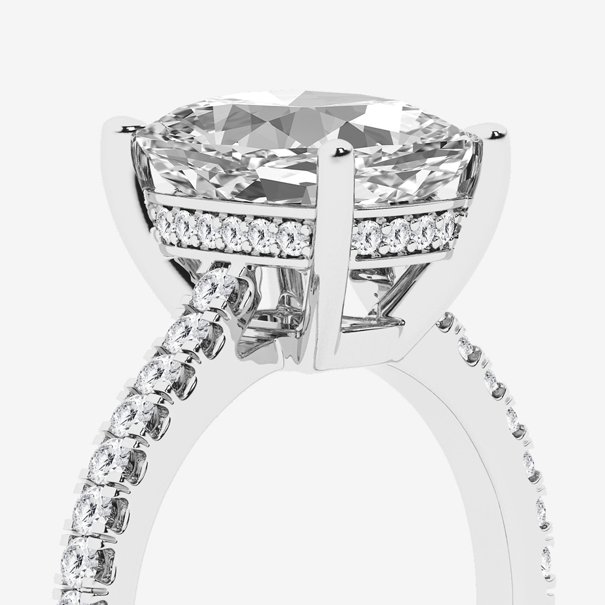 Additional Image 2 for  5 1/4 ctw Elongated Cushion Lab Grown Diamond Hidden Halo Engagement Ring