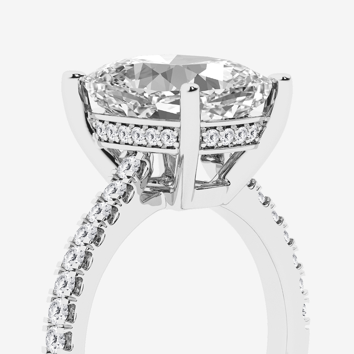 Additional Image 2 for  5 1/3 ctw Elongated Cushion Lab Grown Diamond Hidden Halo Engagement Ring