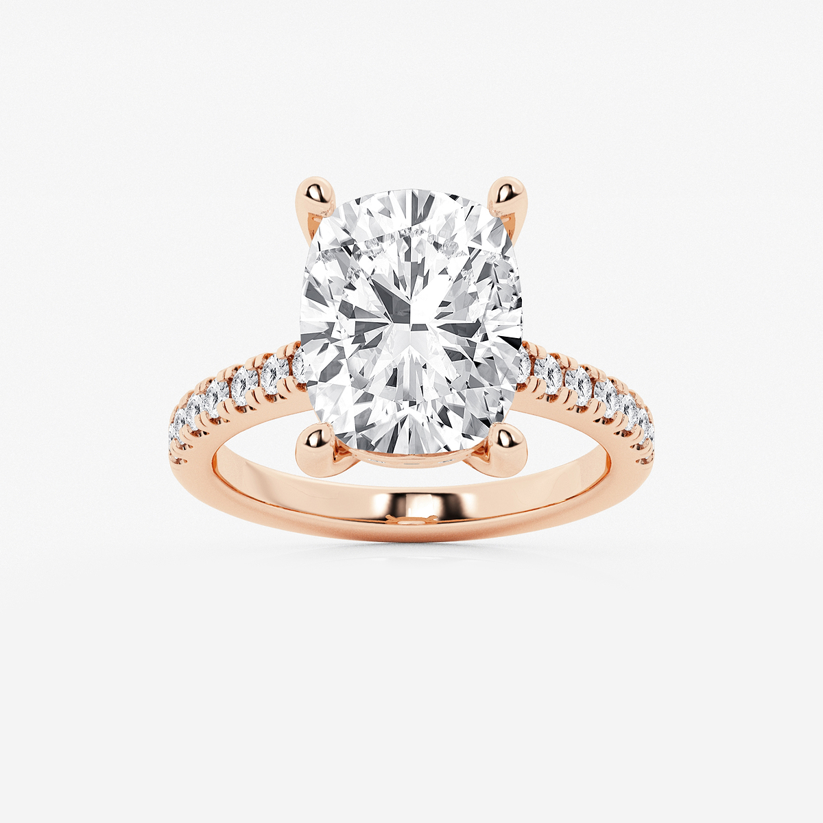 6 3/8 ctw Elongated Cushion Lab Grown Diamond Hidden Halo Engagement Ring