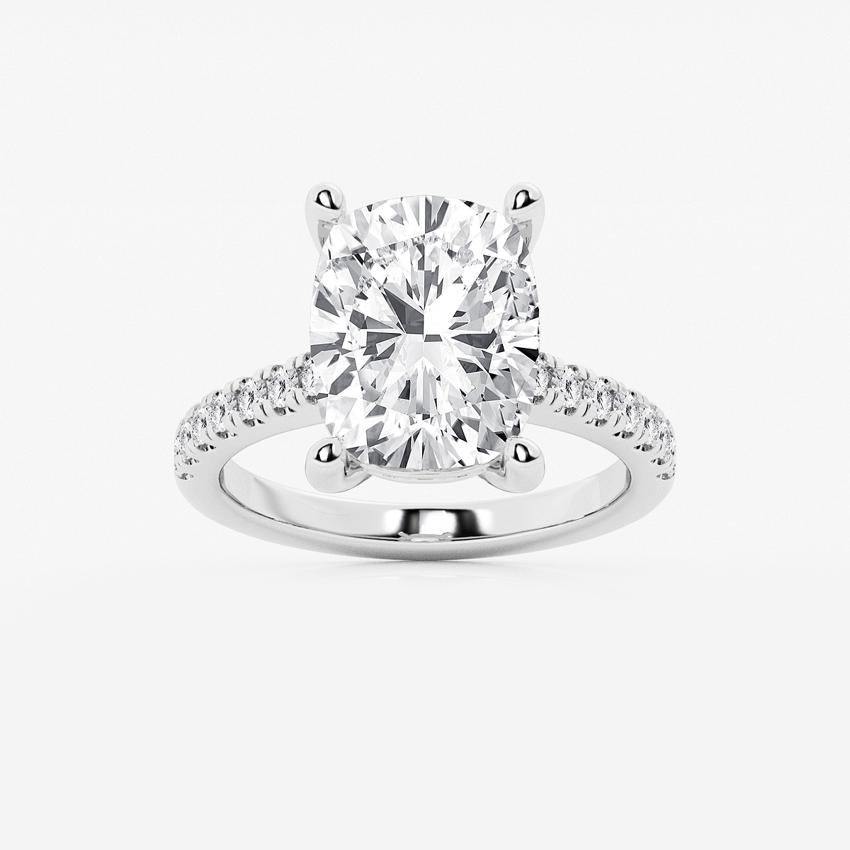 6 3/8 ctw Elongated Cushion Lab Grown Diamond Hidden Halo Engagement Ring