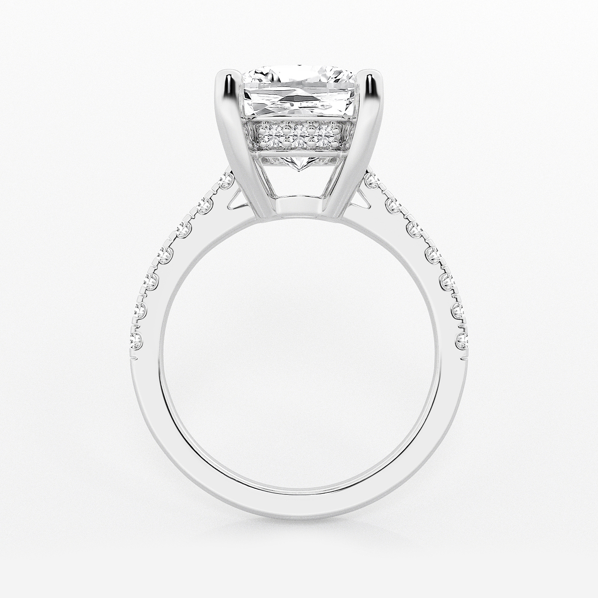 Additional Image 1 for  6 3/8 ctw Elongated Cushion Lab Grown Diamond Hidden Halo Engagement Ring