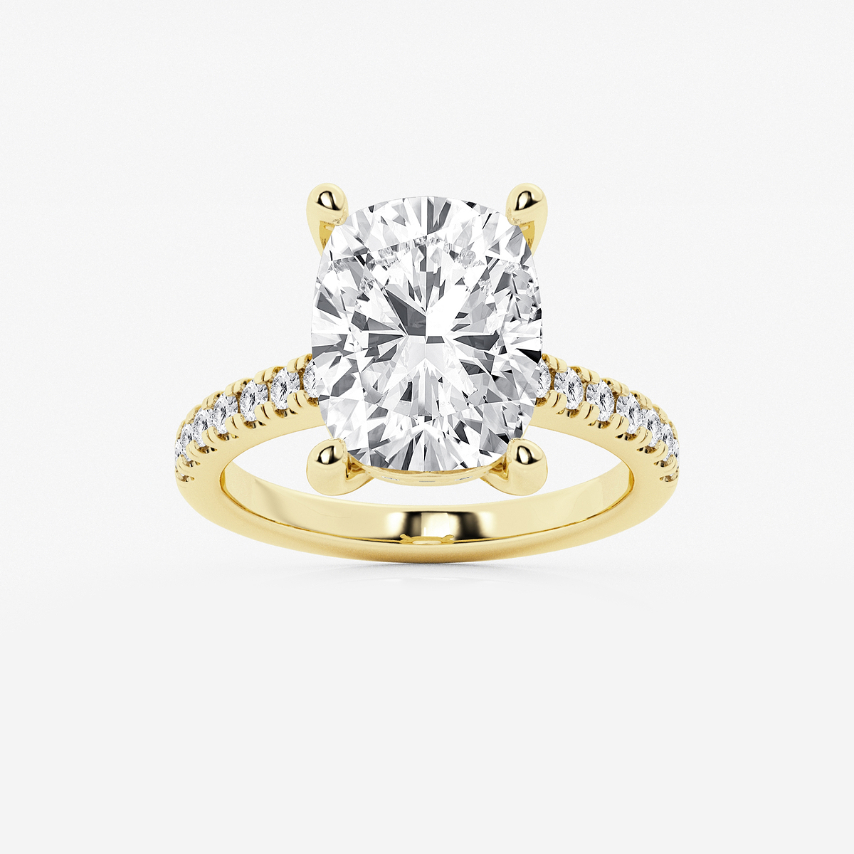 6 3/8 ctw Elongated Cushion Lab Grown Diamond Hidden Halo Engagement Ring