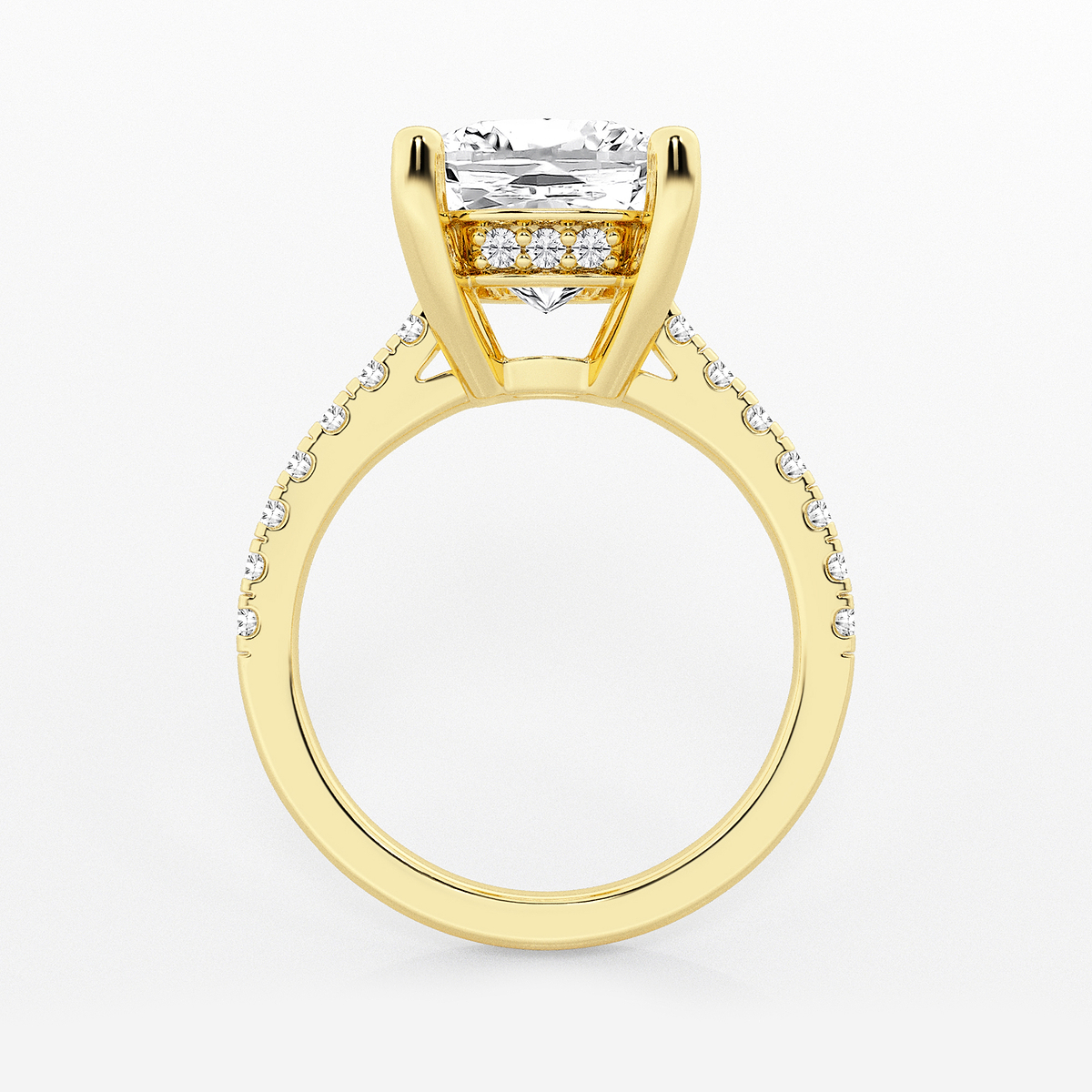 Additional Image 1 for  6 3/8 ctw Elongated Cushion Lab Grown Diamond Hidden Halo Engagement Ring