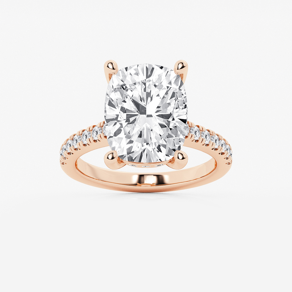 7 2/5 ctw Elongated Cushion Lab Grown Diamond Hidden Halo Engagement Ring