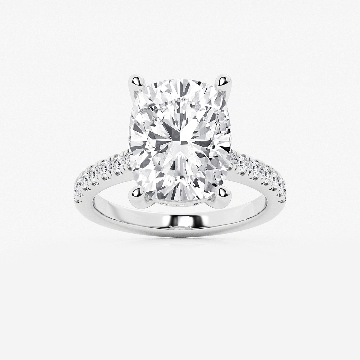 7 2/5 ctw Elongated Cushion Lab Grown Diamond Hidden Halo Engagement Ring