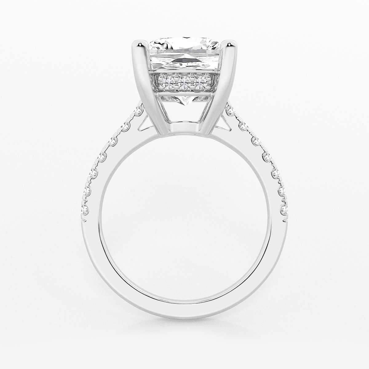 Additional Image 1 for  7 2/5 ctw Elongated Cushion Lab Grown Diamond Hidden Halo Engagement Ring