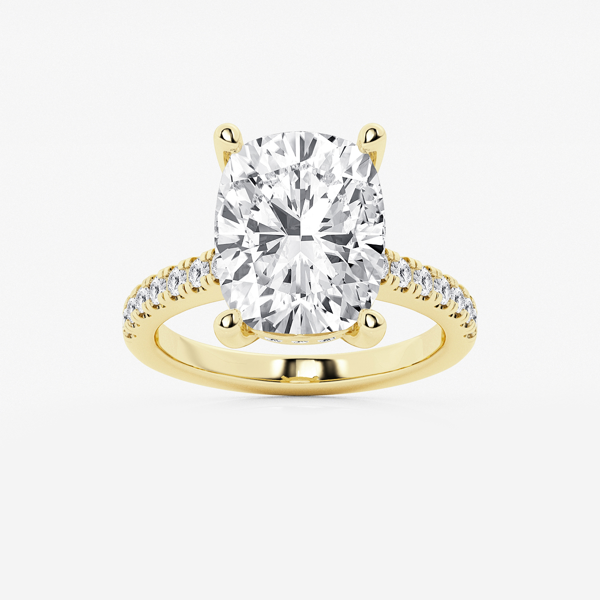 7 2/5 ctw Elongated Cushion Lab Grown Diamond Hidden Halo Engagement Ring
