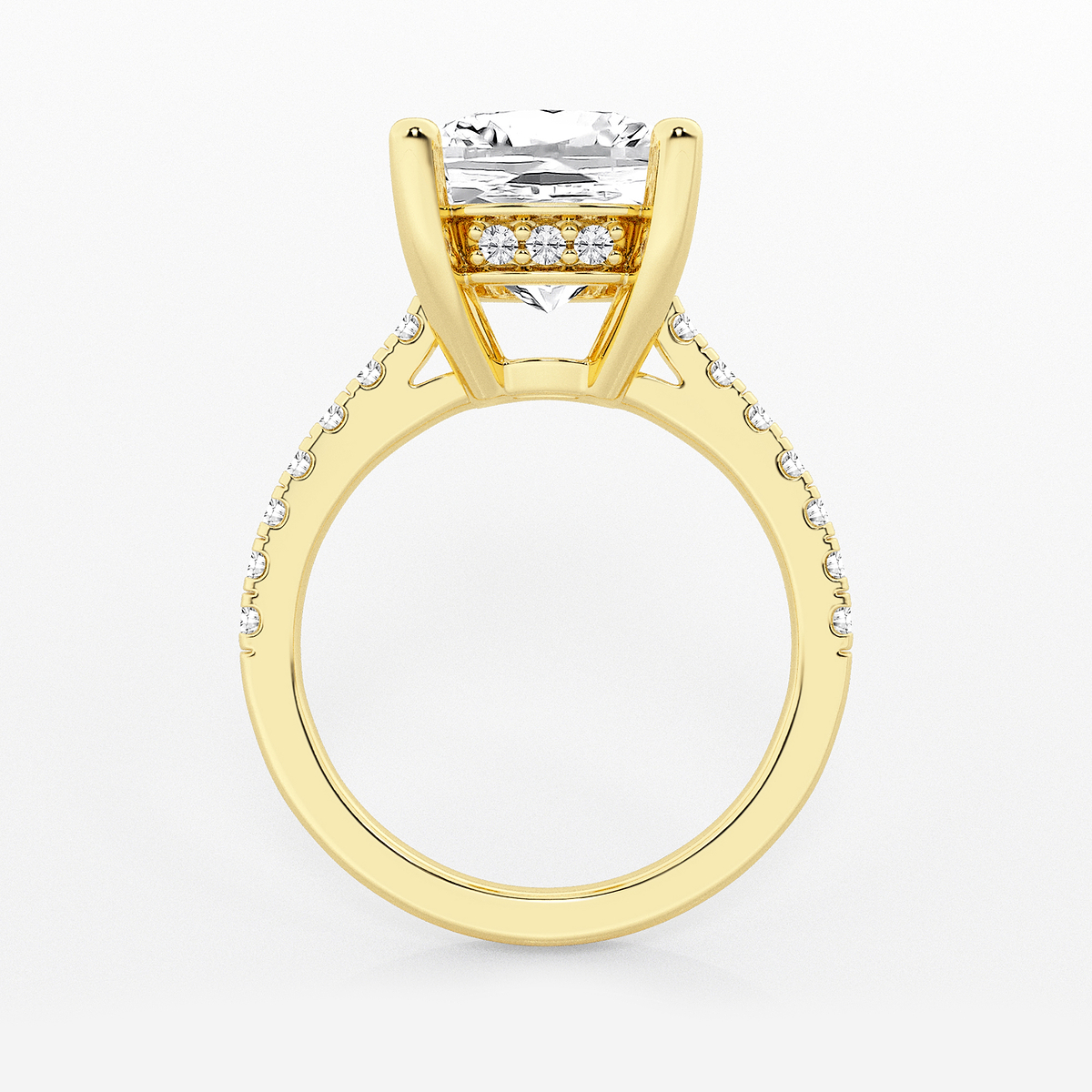 Additional Image 1 for  7 2/5 ctw Elongated Cushion Lab Grown Diamond Hidden Halo Engagement Ring