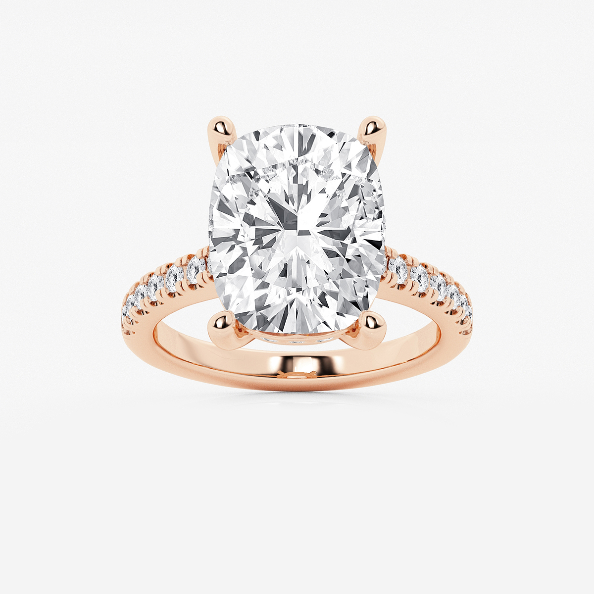 8 2/5 ctw Elongated Cushion Lab Grown Diamond Hidden Halo Engagement Ring