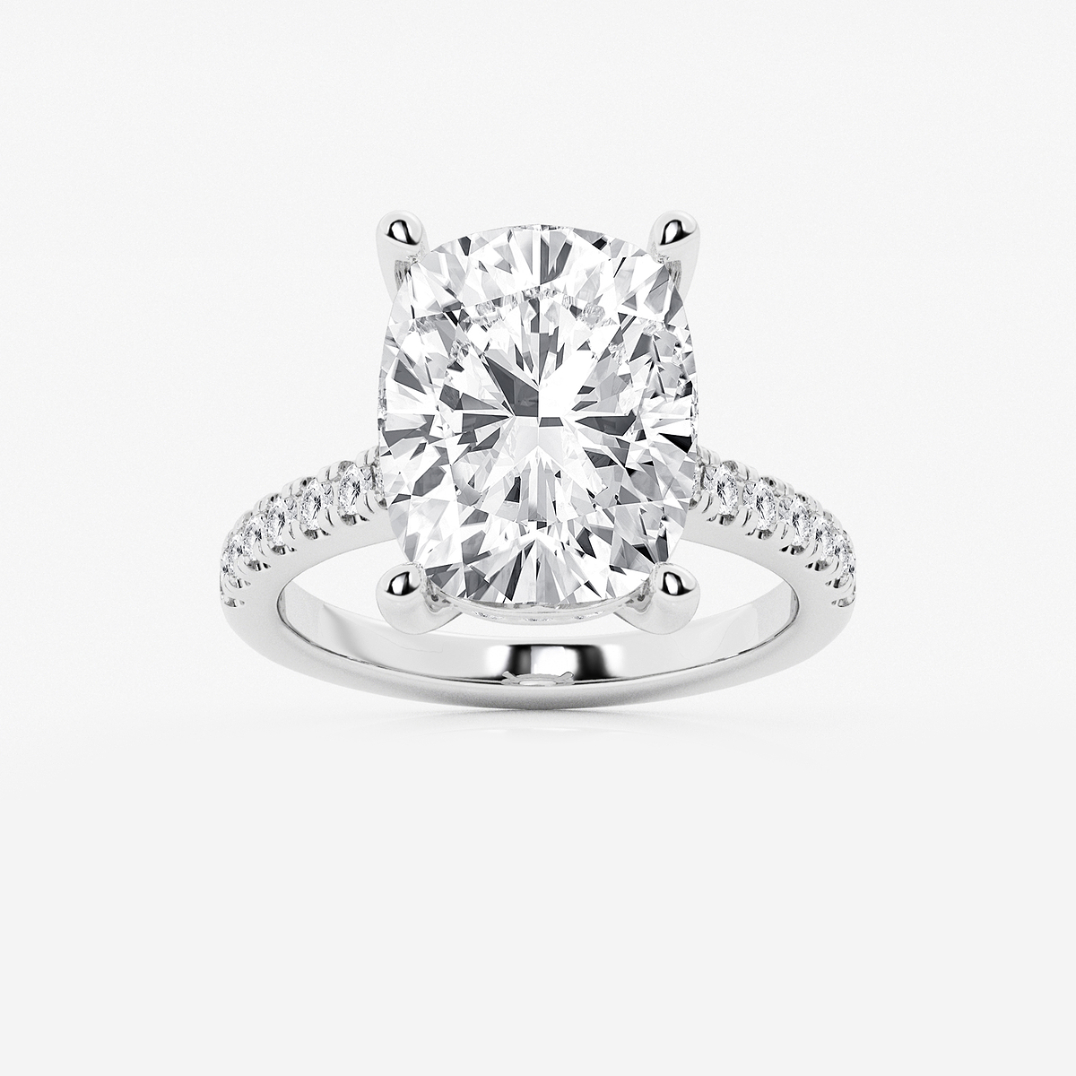 8 2/5 ctw Elongated Cushion Lab Grown Diamond Hidden Halo Engagement Ring