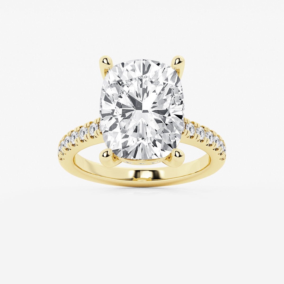 8 2/5 ctw Elongated Cushion Lab Grown Diamond Hidden Halo Engagement Ring