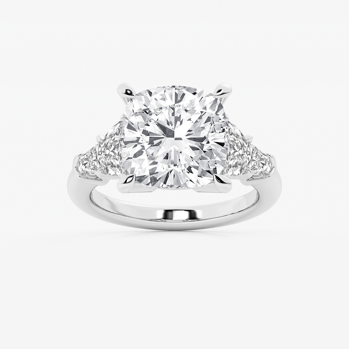 8 1/3 ctw Cushion Lab Grown Diamond Side Stone Engagement Ring