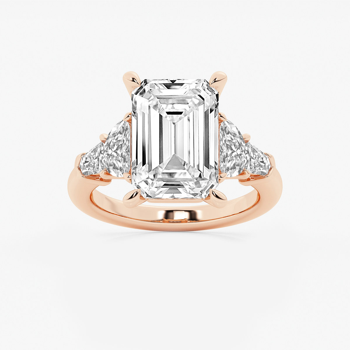 8 1/3 ctw Emerald Lab Grown Diamond Side Stone Engagement Ring