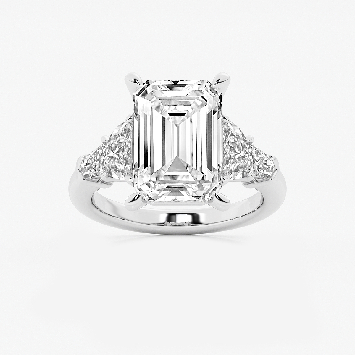 8 1/3 ctw Emerald Lab Grown Diamond Side Stone Engagement Ring