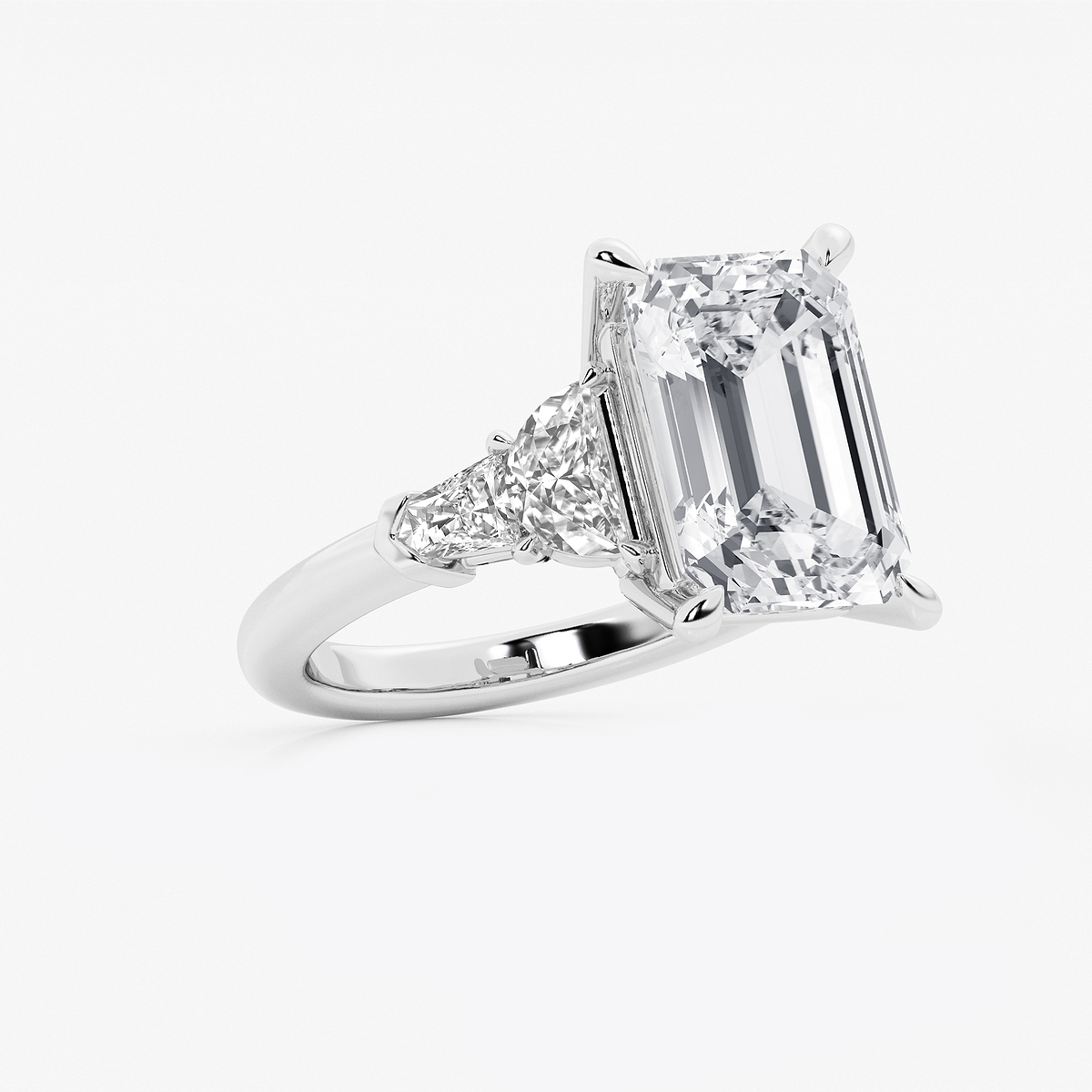 Additional Image 1 for  8 1/3 ctw Emerald Lab Grown Diamond Side Stone Engagement Ring