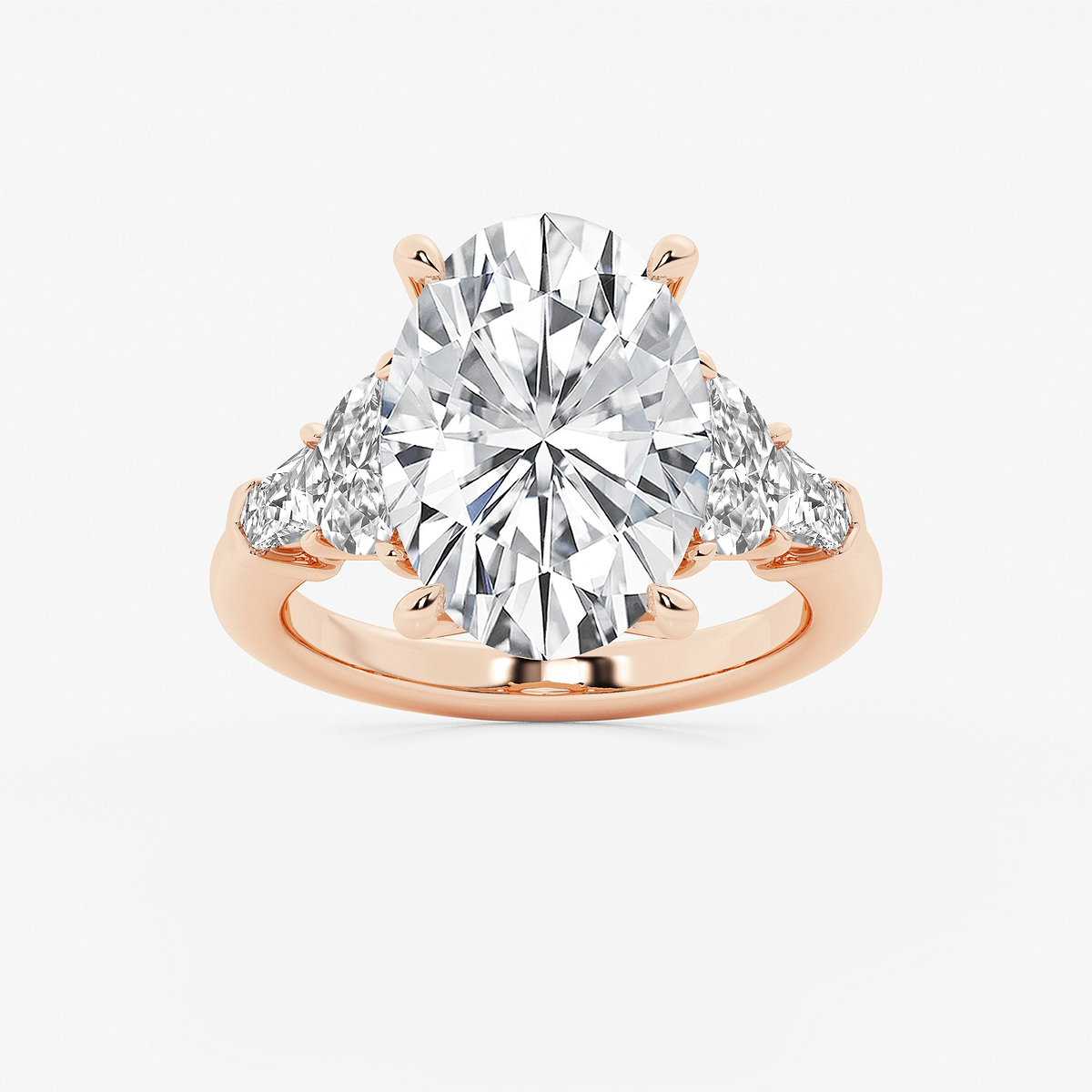 8 1/3 ctw Oval Lab Grown Diamond Side Stone Engagement Ring