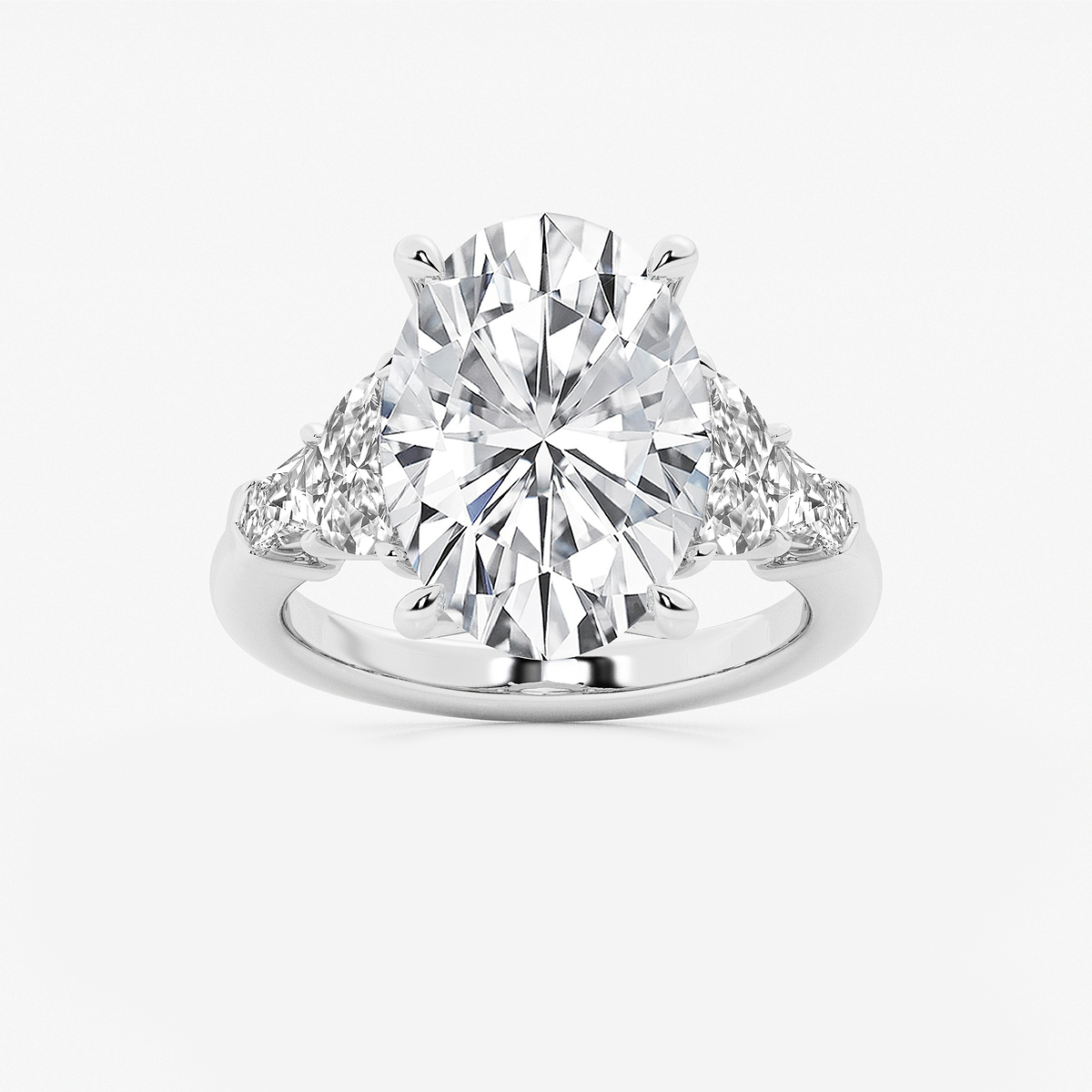 8 1/3 ctw Oval Lab Grown Diamond Side Stone Engagement Ring Platinum, E, VS1