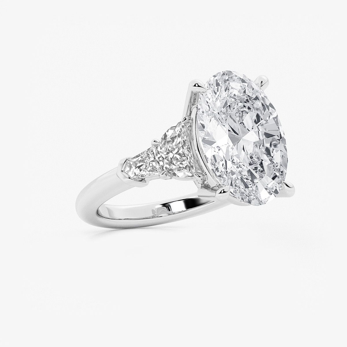 8 1/3 ctw Oval Lab Grown Diamond Side Stone Engagement Ring Platinum, E, VS1