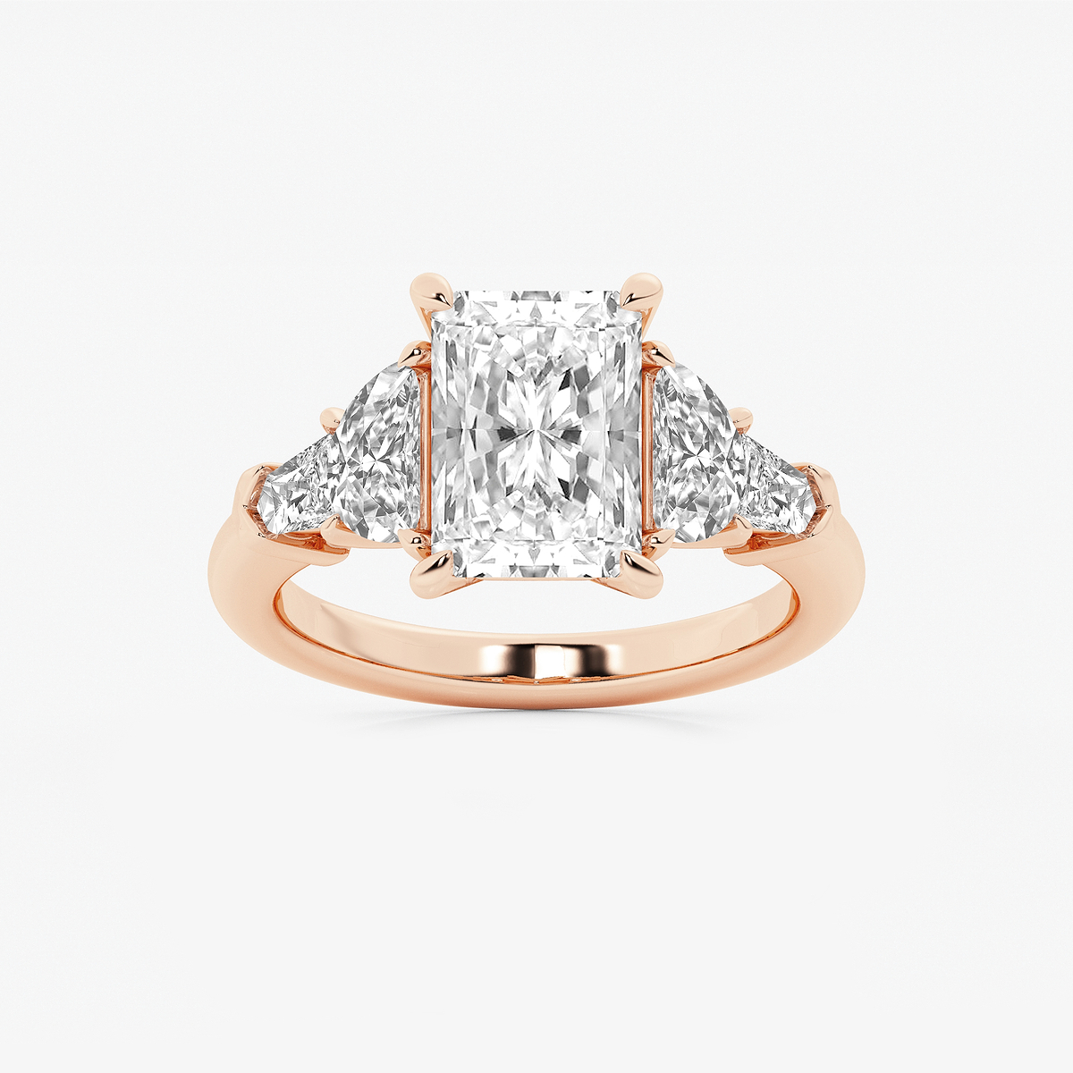 4 1/3 ctw Radiant Lab Grown Diamond Side Stone Engagement Ring