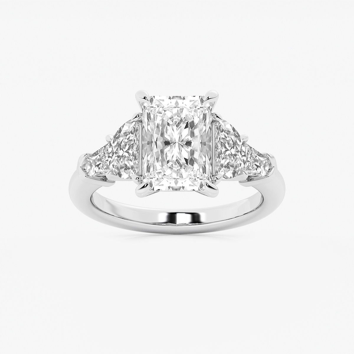 4 1/3 ctw Radiant Lab Grown Diamond Side Stone Engagement Ring