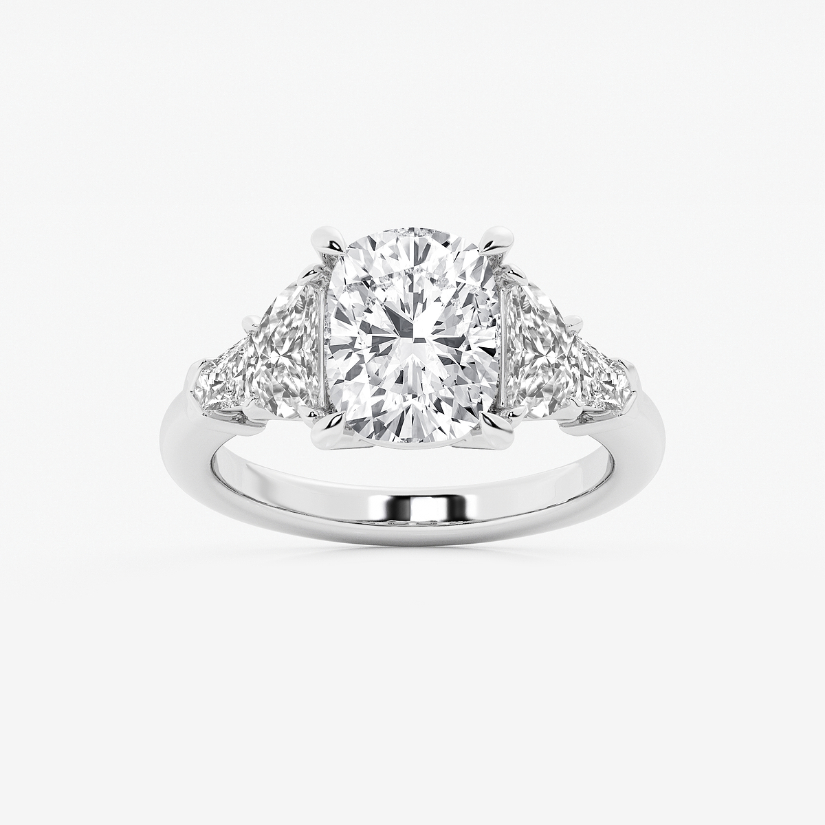 4 1/3 ctw Elongated Cushion Lab Grown Diamond Side Stone Engagement Ring