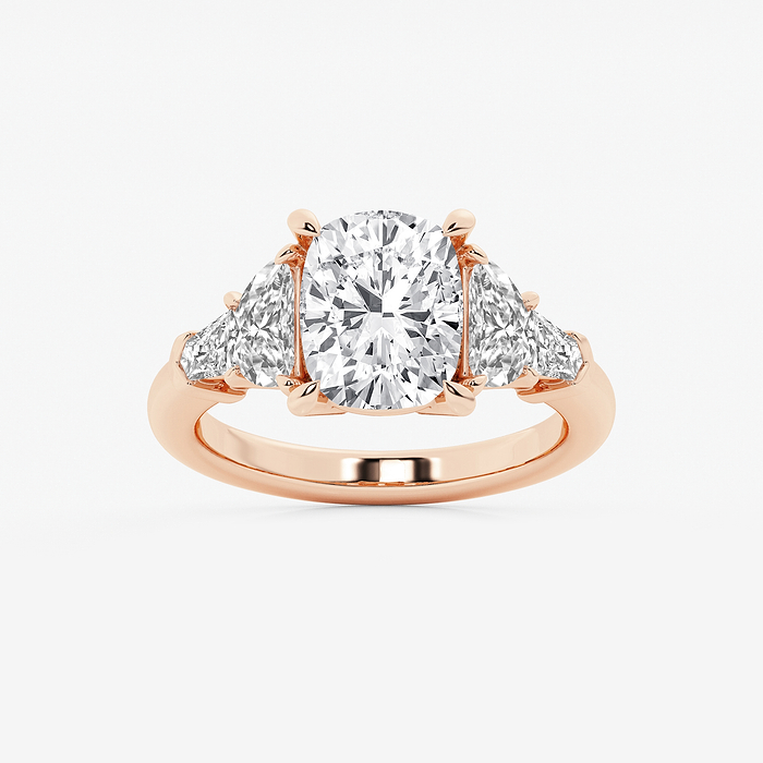 Tessa - 4 1/3 ctw Elongated Cushion Lab Grown Diamond Side Stone Engagement Ring