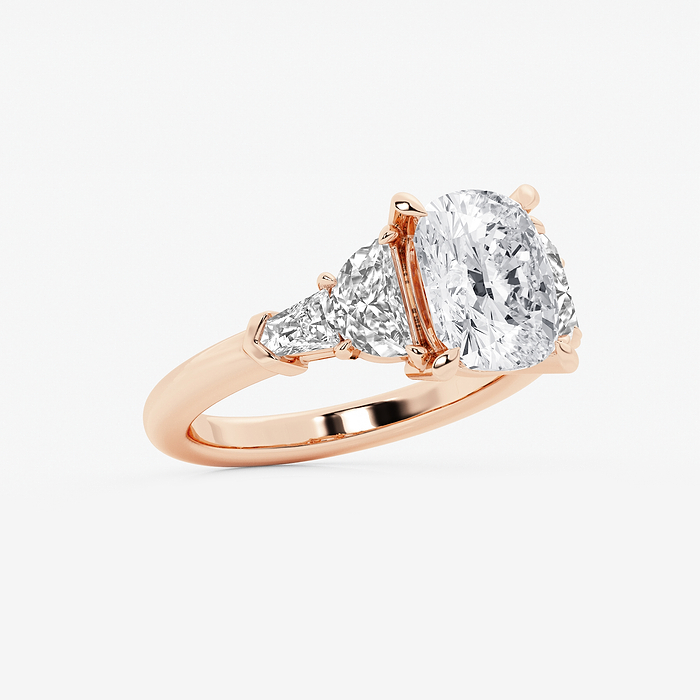 Tessa - 4 1/3 ctw Elongated Cushion Lab Grown Diamond Side Stone Engagement Ring